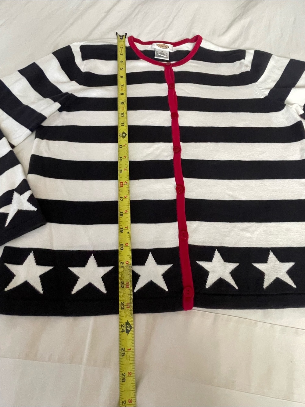 Talbots vintage patriotic stars and stripes cardigan sweater - Picture 5 of 9